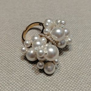 Swarovski Pearl and Crystal Ring Sz 8.5